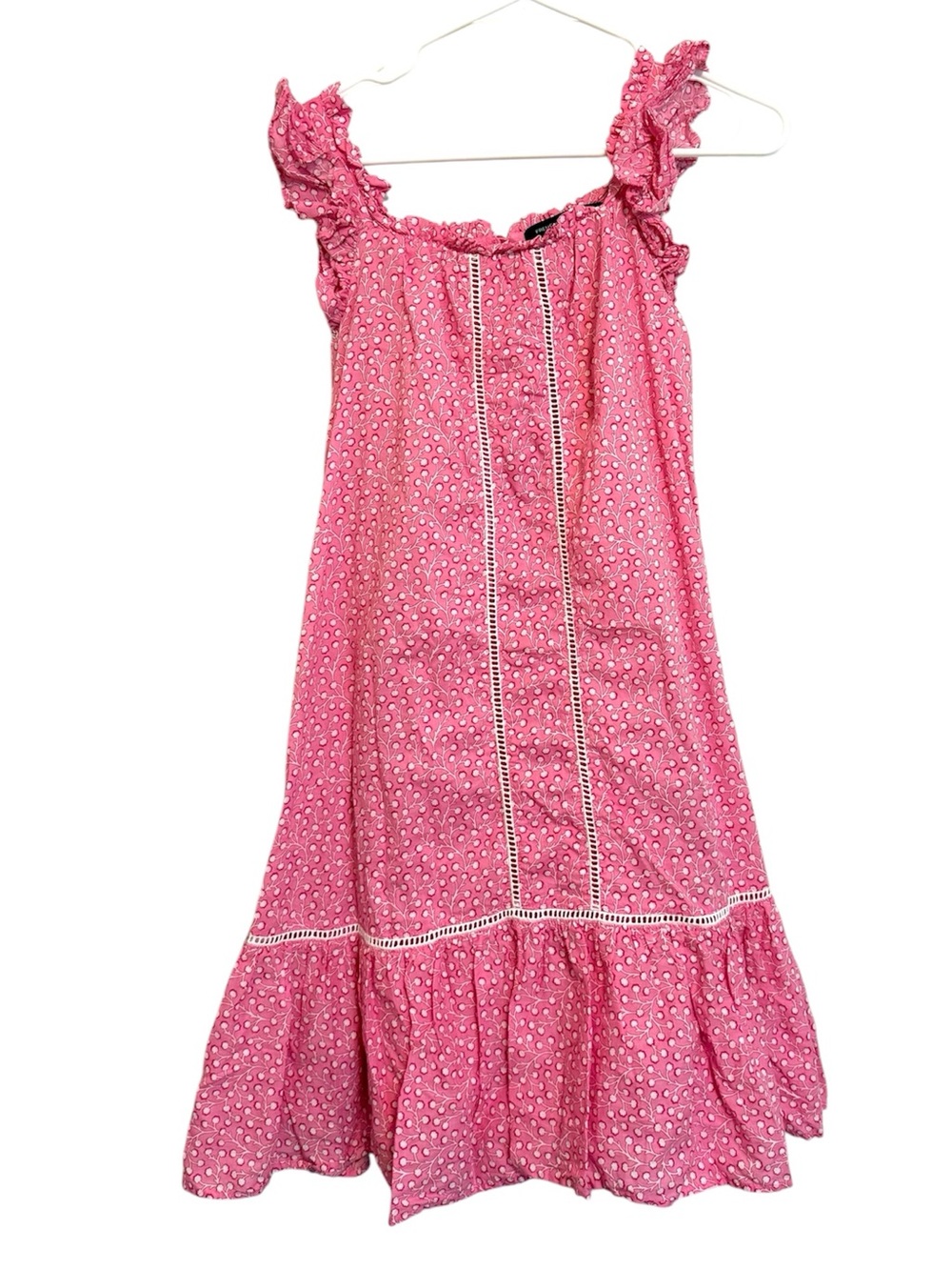 2/$30 French Connection Pink Floral Ruffle Sleeve Dress Girls Large 14/16